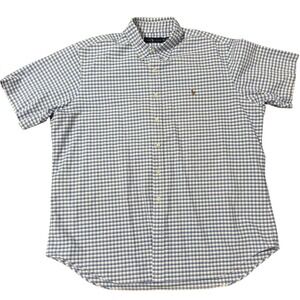 Ralph Lauren Men's Blue White‎ Checkered Short Sleeve Button Down Shirt XXL